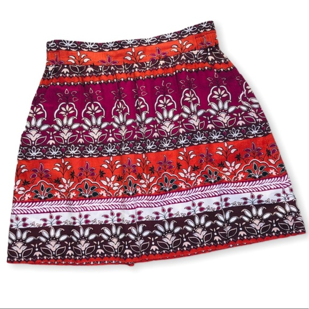 LOFT Linen Blend Skirt Womens XS Boho Floral
